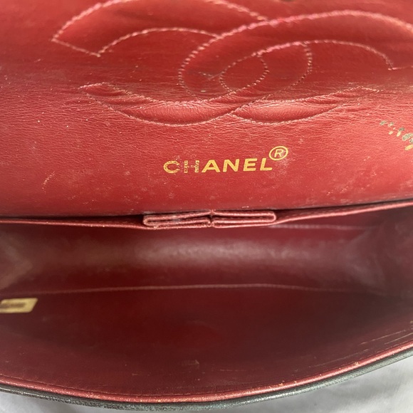 🎉❤️VINTAGE LOVER♥️🎉CHANEL 10” DOUBLE FLAP BAG LAMB GOLD HARDWEARS ❤️ - Picture 14 of 17